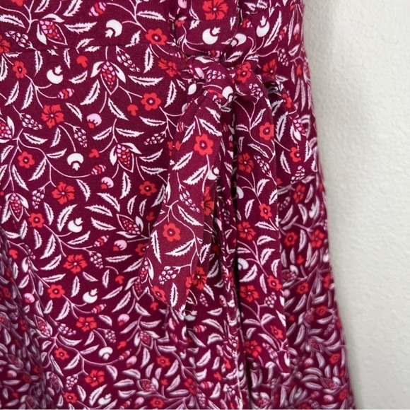 XL Juniors Mi Ami Fuchsia Pink Floral Mock Neck Dress Short Sleeve Rayon - Picture 3 of 12